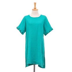 Out of Office in Sea Green,'Artisan Crafted Double Gauze Tunic'
