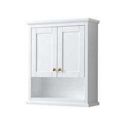 Avery Over-the-Toilet Bathroom Wall-Mounted Storage Cabinet in White with Brushed Gold Trim - Wyndham WCV2323WCWG