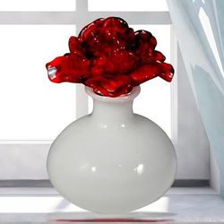 Red Rose Hand Blown Perfume Bottle