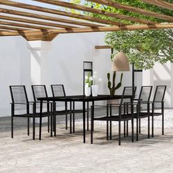 vidaXL Set Mobili da Pranzo da Giardino 7 pz Nero