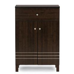 Felda Shoe Cabinet With 2 Doors And Drawer Furniture by Baxton Studio in Brown
