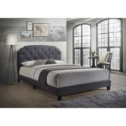 Queen Bed Bedroom by Acme in Gray Fabric