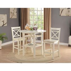 Counter Height Chair (Set-2) Dining by Acme in Cream
