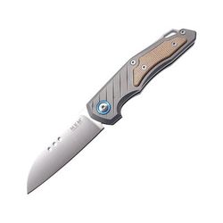 MKM Root Slip Joint Natural Folding Knife 2.75" satin finish Bohler M390 stainless blade Sand blast finish titanium handle with natural can MK RT-NCT
