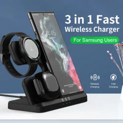 Station de charge sans fil 3 en 1 Dock Buds Pro charge Ultra rapide pour Samsung Galaxy S22 S21