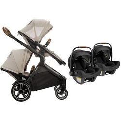 Nuna DEMI Grow + PIPA Lite RX Twin Travel System with Aire Protect Canopy + Classic Canopy - Hazelwo