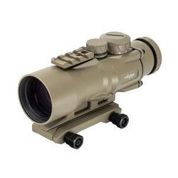 TRYBE Optics 5x36mm Compact Prism Scope Red Dot Sight 36mm Tube 4 MOA Dot Anodized FDE TRO5XPRISM-FDE