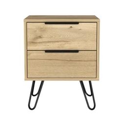 " Nuvo Night Stand With Two Drawers And Steel Legs In Light Oak - FM Furniture FM7030MLD"