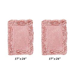 Shaggy Border Bath Rug Mat, 2 Pc Set, (17" X 24" | 17" X 24") by Better Trends in Pink