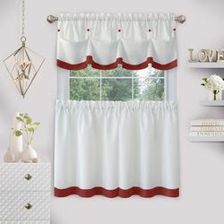 Wide Width Lana Window Curtain Tier Pair And Valance Set by Achim Home Décor in Lava (Size 58" W 36" L)