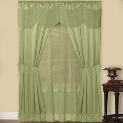 Wide Width Halley 6 Piece Window Curtain Set by Achim Home Décor in Sage (Size 56" W 84" L)