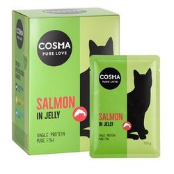 6x100g Salmon Cosma Original in Jelly Wet Cat Food Pouches