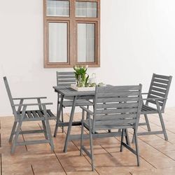 vidaXL Set Pranzo da Giardino 5 pz in Legno Massello di Acacia Grigio