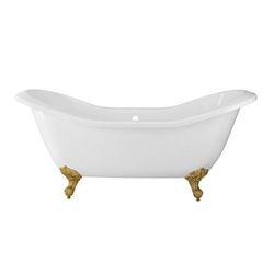Randolph Morris Serenity 72 Inch Acrylic Double Slipper Clawfoot Tub - No Faucet Drillings - Imperial Ball & Claw Feet RMA72DS0WIBB