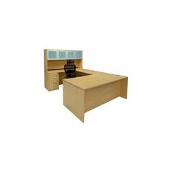Maple Laminate Straight Front U-Workstation w/Hutch