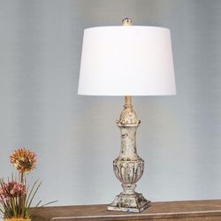 29.5" Antique Ivory Resin Table Lamp by Cory Martin in Antique Ivory