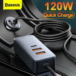 Baseus – chargeur de voiture USB 120W 4 ports Charge rapide QC 3.0 PD 20W Type C pour téléphone