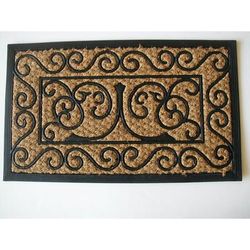 Panama Scroll Flat Weave Coir Mat With Rubber Backing Floor Coverings by Nature Mats by Geo in Multi