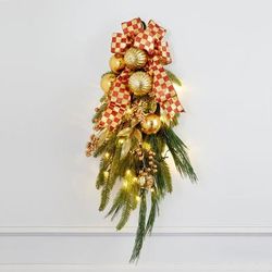 32" Pre-Lit Noelle Vertical Swag by BrylaneHome in Gold Berries