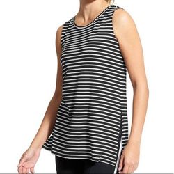 Athleta Tops | Athleta Side Split Striped Knit Tencel Tank Black White S | Color: Black/White | Size: S