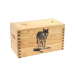 Sheffield Standard Pine Craft Box Wolf Design Brown 12650-2