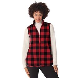 Plus Size Women's Zip-Front Microfleece Vest by Woman Within in Vivid Red Buffalo Plaid (Size 6X)