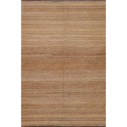 Earth Tone Kilim Reversible Area Rug Hand-woven Wool Carpet - 4'3" x 6'0"