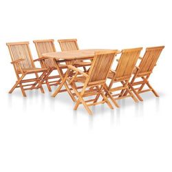 vidaXL Set da Pranzo da Giardino 7 pz Pieghevole in Massello di Teak