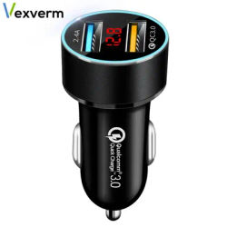 Chargeur de voiture double USB 3 0a avec écran LCD 12-24V allume-cigare QC pour iphone 11