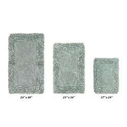 Shaggy Border Bath Rug Mat, 3 Pc Set, (17" X 24" | 21" X 34" | 24" X 40") by Better Trends in Sage