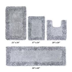 Shaggy Border Bath Rug Mat, 5 Pc Set, (17" X 24" | 20" X 20" | 21" X 34" | 24" X 40" | 20" X 60") by Better Trends in Silver
