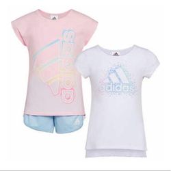 Adidas Matching Sets | Adidas Toddler's Kids 3-Piece Activewear/Everyday Wear Set, Light Pink Set / 4t | Color: Blue/Pink | Size: 4tg