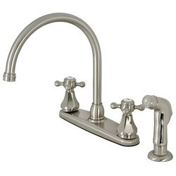 Kingston Brass KB4728BXSP Metropolitan Two-Handle Centerset Kitchen Faucet with Side Sprayer, Brushed Nickel - Kingston Brass KB4728BXSP