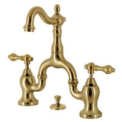 Kingston Brass KS7977AL English Country Bridge Bathroom Faucet with Brass Pop-Up, Brushed Brass - Kingston Brass KS7977AL