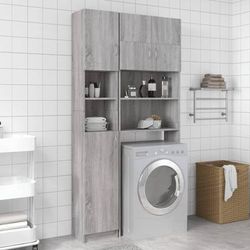 vidaXL Armadietto Bagno Grigio Sonoma 32x25,5x190 cm Legno Multistrato