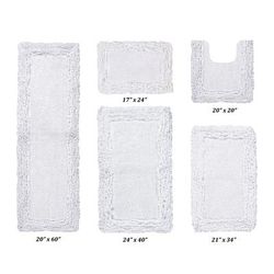 Shaggy Border Bath Rug Mat, 5 Pc Set 39283 by Better Trends in White