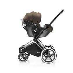 Cybex 2017 / 2018 Priam Frame + Cloud Q SensorSafe Reclining Infant Car Seat - Trekking Chrome / Sta