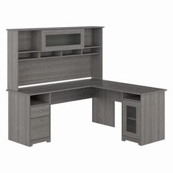 Bush Furniture Cabot 72W L Shaped Computer Desk with Hutch and Storage in Modern Gray - Bush Furniture CAB073MG