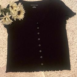 American Eagle Outfitters Tops | Cute Casual Short Sleeve American Eagle Top | Color: Black | Size: L