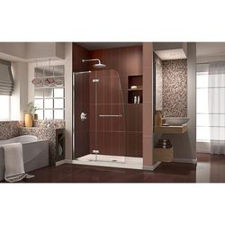 Dreamline DreamLine Aqua Ultra 30 inch D x 60 inch W x 74 3/4 inch H Frameless Hinged Shower Door in Chrome with Center Drain Biscuit Shower Base Kit DL-6520C-22-01
