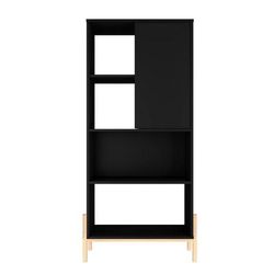 Bowery Bookcase with 5 Shelves in Black and Oak - Manhattan Comfort 65-308AMC182