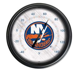 New York Islanders Indoor/Outdoor LED Thermometer - Holland Bar Stool ODThrm14BK-08NYIsln