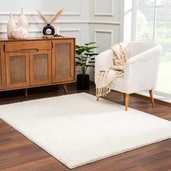 Heavenly 7'10"SQ Modern Cream/Cream Area Rug - Hauteloom