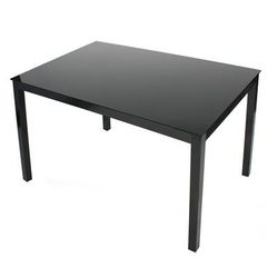 Elliott Tempered Glass Metal Dining Table in Black - Better Home Products BLK-METAL-GLASS-TABEL