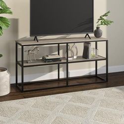 "Brasier Rectangular TV Stand for TV's up to 65" in Antiqued Gray Oak - Hudson & Canal TV1109"