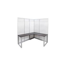 7'H TrendSpaces White Laminate Washable L-Shaped Cubicle w/Glass