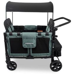 WonderFold W4 Elite Multifunctional Quad (4 Seater) Stroller Wagon - Hunter Green