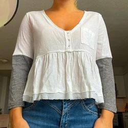 Free People Tops | Free People Top | Color: Gray/White | Size: S