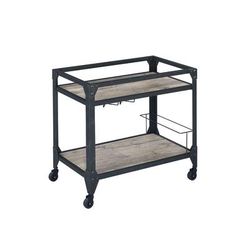 Serving Cart by Acme in Rustic Oak Charcoal