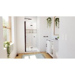 Dreamline DreamLine Aqua-Q Fold 32 inch D x 32 inch W x 74 3/4 inch H Frameless Bi-fold Shower Door in Oil Rubbed Bronze with Center Drain White Shower Base Kit DL-6529QC-06